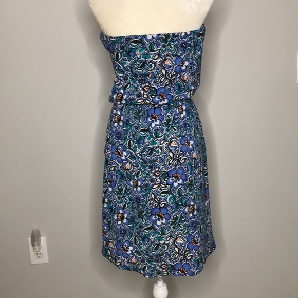 Express Strapless Asymmetrical Floral Dress Size Small - Picture 5 of 9